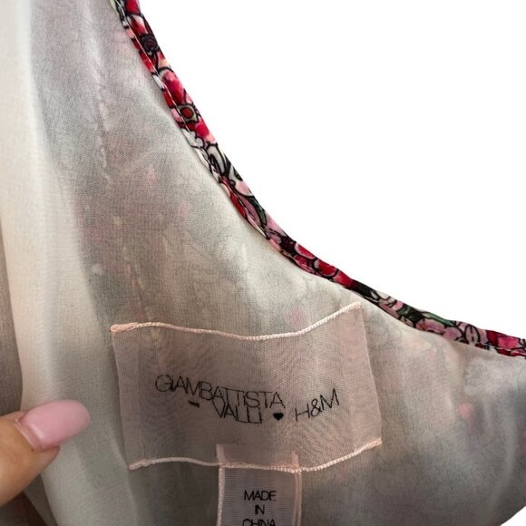 Giambattista Valli x H&M One Shoulder Ruffle Floral Chiffon Dress Pink Size 4 - Picture 4 of 12